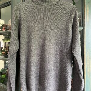 Lands' End Women’s 100% Wool Charcoal Turtleneck Ribbed Sweater